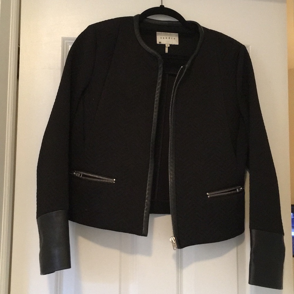 Black Sandro textured jacket / size 38